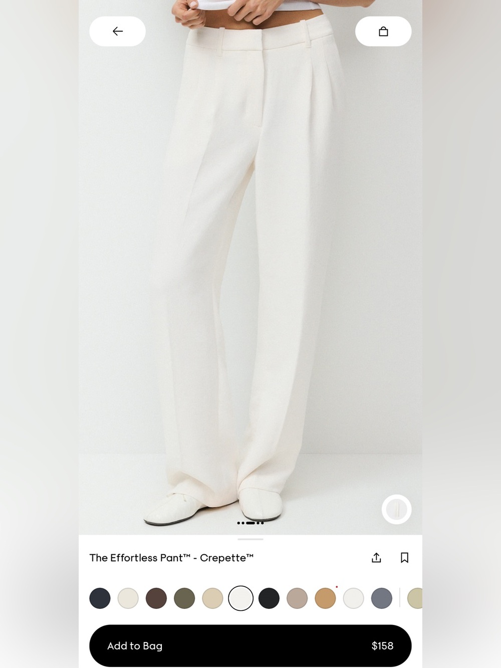 Aritzia Effortless Pant Crepette color light birch Size 8 Hemmed
